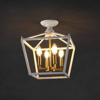 Plains Mini Lantern 12" Iron Modern Farmhouse LED Flush Mount