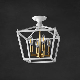Plains Mini Lantern 12" Iron Modern Farmhouse LED Flush Mount