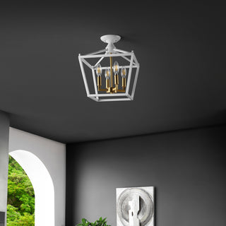 Plains Mini Lantern 12" Iron Modern Farmhouse LED Flush Mount