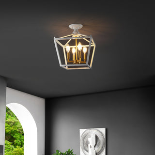 Plains Mini Lantern 12" Iron Modern Farmhouse LED Flush Mount