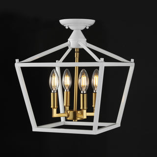 Plains Mini Lantern 12" Iron Modern Farmhouse LED Flush Mount