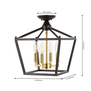 Plains Mini Lantern 12" Iron Modern Farmhouse LED Flush Mount