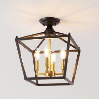 Plains Mini Lantern 12" Iron Modern Farmhouse LED Flush Mount