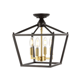 Plains Mini Lantern 12" Iron Modern Farmhouse LED Flush Mount