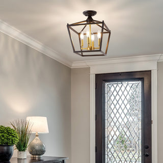 Plains Mini Lantern 12" Iron Modern Farmhouse LED Flush Mount