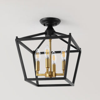 Plains Mini Lantern 12" Iron Modern Farmhouse LED Flush Mount