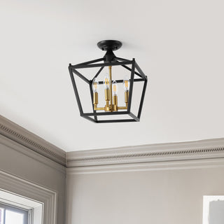 Plains Mini Lantern 12" Iron Modern Farmhouse LED Flush Mount