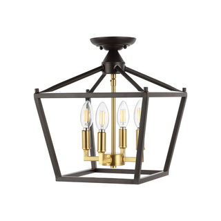 Plains Mini Lantern 12" Iron Modern Farmhouse LED Flush Mount
