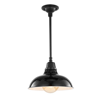 Jasper 12.25" Farmhouse Industrial Indoor/Outdoor Iron LED Pendant - JONATHAN Y