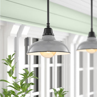 Jasper 12.25" Farmhouse Industrial Indoor/Outdoor Iron LED Pendant