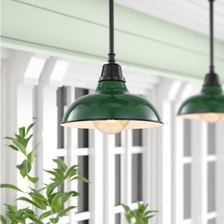 Jasper 12.25" Farmhouse Industrial Indoor/Outdoor Iron LED Pendant