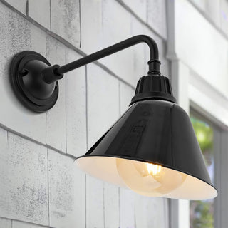 Croydon 9.63"  Farmhouse Industrial Indoor/Outdoor Iron LED Gooseneck Arm Outdoor Sconce - JONATHAN Y