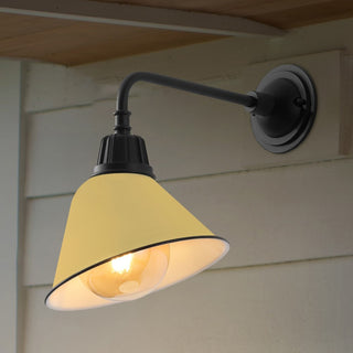 Croydon 9.63"  Farmhouse Industrial Indoor/Outdoor Iron LED Gooseneck Arm Outdoor Sconce
