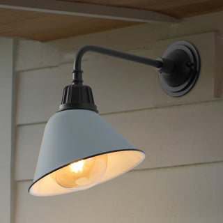Croydon 9.63"  Farmhouse Industrial Indoor/Outdoor Iron LED Gooseneck Arm Outdoor Sconce