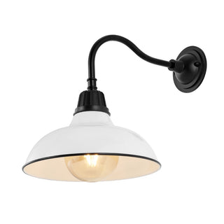 Aurora 12.25" Farmhouse Industrial Indoor/Outdoor Iron LED Gooseneck Arm Outdoor Sconce - JONATHAN Y