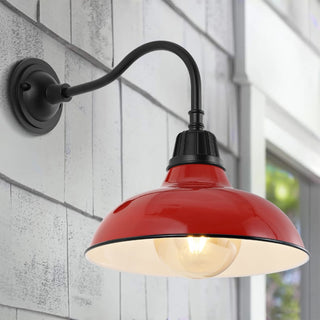 Aurora 12.25" Farmhouse Industrial Indoor/Outdoor Iron LED Gooseneck Arm Outdoor Sconce