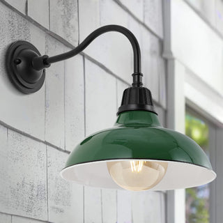 Aurora 12.25" Farmhouse Industrial Indoor/Outdoor Iron LED Gooseneck Arm Outdoor Sconce