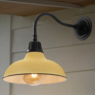 Aurora 12.25" Farmhouse Industrial Indoor/Outdoor Iron LED Gooseneck Arm Outdoor Sconce