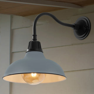 Aurora 12.25" Farmhouse Industrial Indoor/Outdoor Iron LED Gooseneck Arm Outdoor Sconce