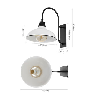 Stanley 12.25" Farmhouse Industrial Indoor/Outdoor Iron LED Gooseneck Arm Outdoor Sconce - JONATHAN Y