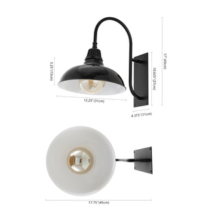 Stanley 12.25" Farmhouse Industrial Indoor/Outdoor Iron LED Gooseneck Arm Outdoor Sconce - JONATHAN Y