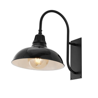 Stanley 12.25" Farmhouse Industrial Indoor/Outdoor Iron LED Gooseneck Arm Outdoor Sconce - JONATHAN Y
