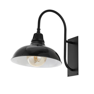 Stanley 12.25" Farmhouse Industrial Indoor/Outdoor Iron LED Gooseneck Arm Outdoor Sconce - JONATHAN Y