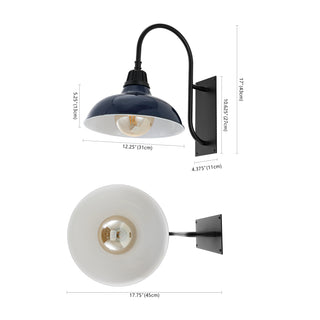 Stanley 12.25" Farmhouse Industrial Indoor/Outdoor Iron LED Gooseneck Arm Outdoor Sconce - JONATHAN Y