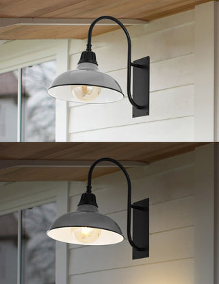 Stanley 12.25" Farmhouse Industrial Indoor/Outdoor Iron LED Gooseneck Arm Outdoor Sconce