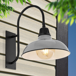 Stanley 12.25" Farmhouse Industrial Indoor/Outdoor Iron LED Gooseneck Arm Outdoor Sconce