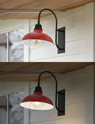 Stanley 12.25" Farmhouse Industrial Indoor/Outdoor Iron LED Gooseneck Arm Outdoor Sconce