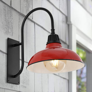 Stanley 12.25" Farmhouse Industrial Indoor/Outdoor Iron LED Gooseneck Arm Outdoor Sconce