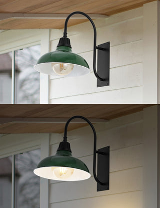 Stanley 12.25" Farmhouse Industrial Indoor/Outdoor Iron LED Gooseneck Arm Outdoor Sconce