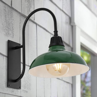 Stanley 12.25" Farmhouse Industrial Indoor/Outdoor Iron LED Gooseneck Arm Outdoor Sconce