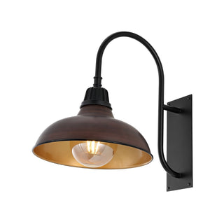 Stanley 12.25" Farmhouse Industrial Indoor/Outdoor Iron LED Gooseneck Arm Outdoor Sconce