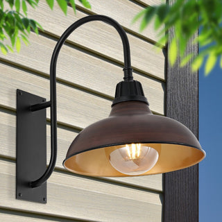 Stanley 12.25" Farmhouse Industrial Indoor/Outdoor Iron LED Gooseneck Arm Outdoor Sconce