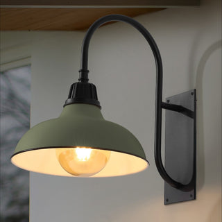 Stanley 12.25" Farmhouse Industrial Indoor/Outdoor Iron LED Gooseneck Arm Outdoor Sconce