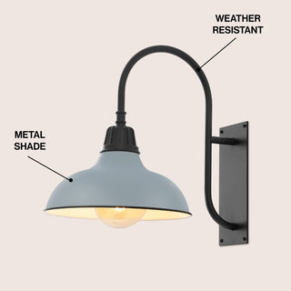 Stanley 12.25" Farmhouse Industrial Indoor/Outdoor Iron LED Gooseneck Arm Outdoor Sconce