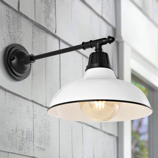 Wallace 12.25" Farmhouse Industrial Indoor/Outdoor Iron LED Victorian Arm Outdoor Sconce