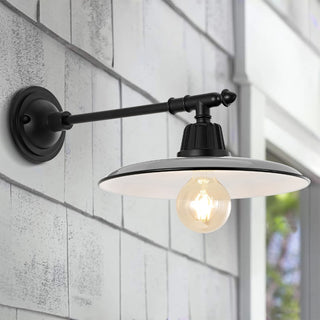 Bonner 12" Farmhouse Industrial Indoor/Outdoor Iron LED Victorian Arm Outdoor Sconce - JONATHAN Y
