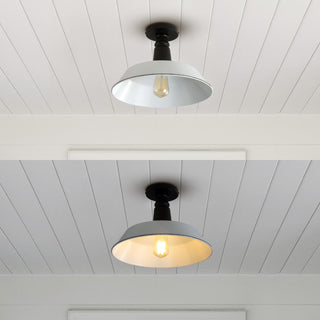 Camila 14"  Classic Industrial Indoor/Outdoor Iron LED Semi Flush Mount - JONATHAN Y