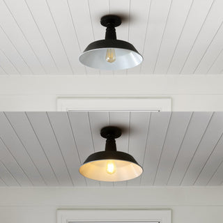 Camila 14"  Classic Industrial Indoor/Outdoor Iron LED Semi Flush Mount