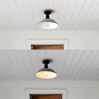 Camila 14"  Classic Industrial Indoor/Outdoor Iron LED Semi Flush Mount
