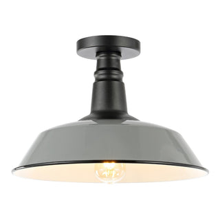 Camila 14"  Classic Industrial Indoor/Outdoor Iron LED Semi Flush Mount