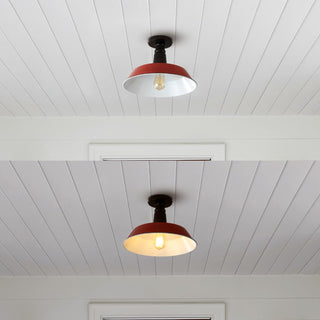 Camila 14"  Classic Industrial Indoor/Outdoor Iron LED Semi Flush Mount