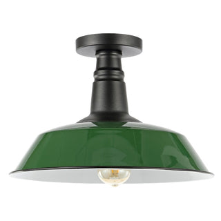 Camila 14"  Classic Industrial Indoor/Outdoor Iron LED Semi Flush Mount