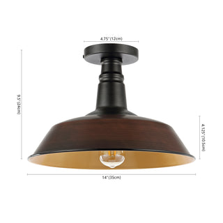 Camila 14"  Classic Industrial Indoor/Outdoor Iron LED Semi Flush Mount