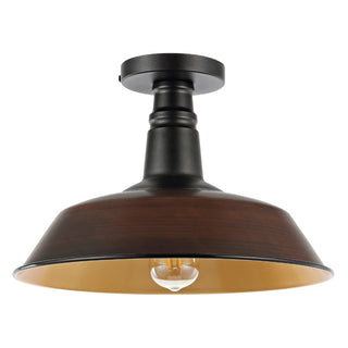 Camila 14"  Classic Industrial Indoor/Outdoor Iron LED Semi Flush Mount