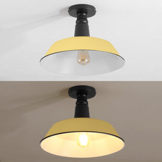 Camila 14"  Classic Industrial Indoor/Outdoor Iron LED Semi Flush Mount