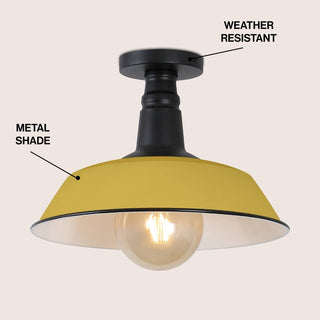 Camila 14"  Classic Industrial Indoor/Outdoor Iron LED Semi Flush Mount